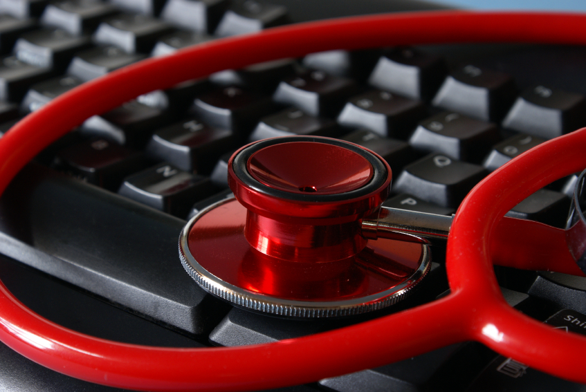 E-Health: Tastatur mit Stethoskop